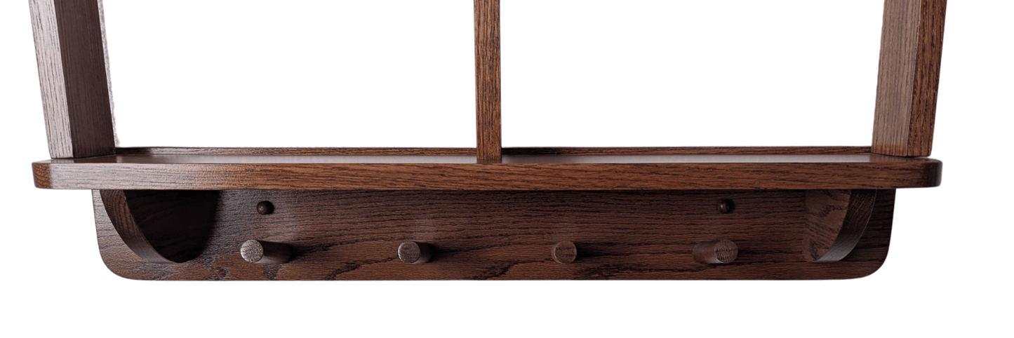 15-Hat Solid Oak Wall-Mounted Hat Rack - Bedroom Organizer