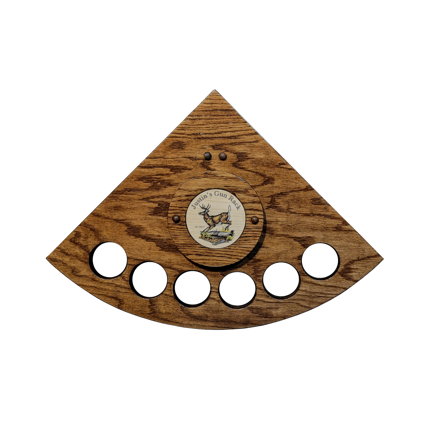 Personalized 6-Gun Oak Floor Corner Gun Rack Rifle / Shotgun Display