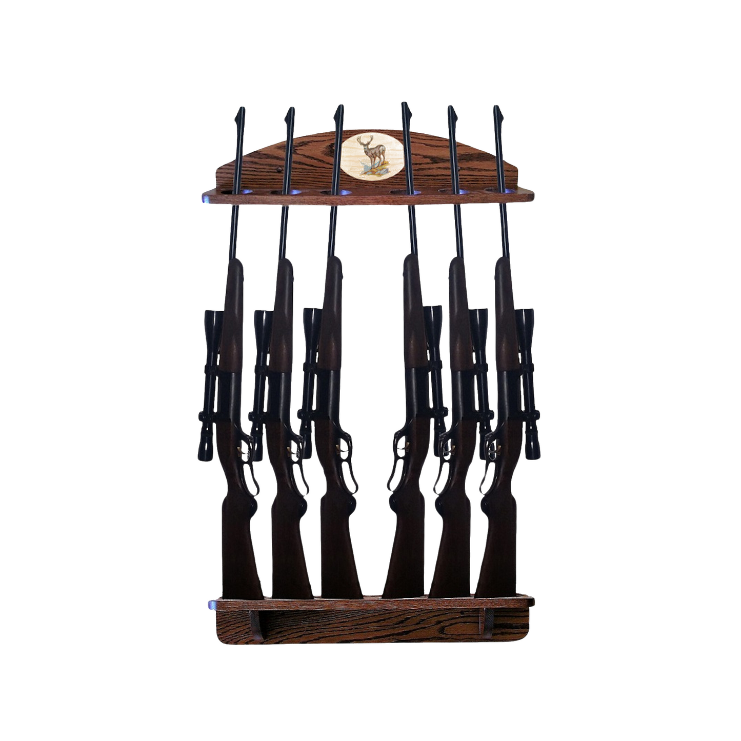 6-Gun Custom Solid Oak Wall-Mounted Gun Rack - Personalized Display