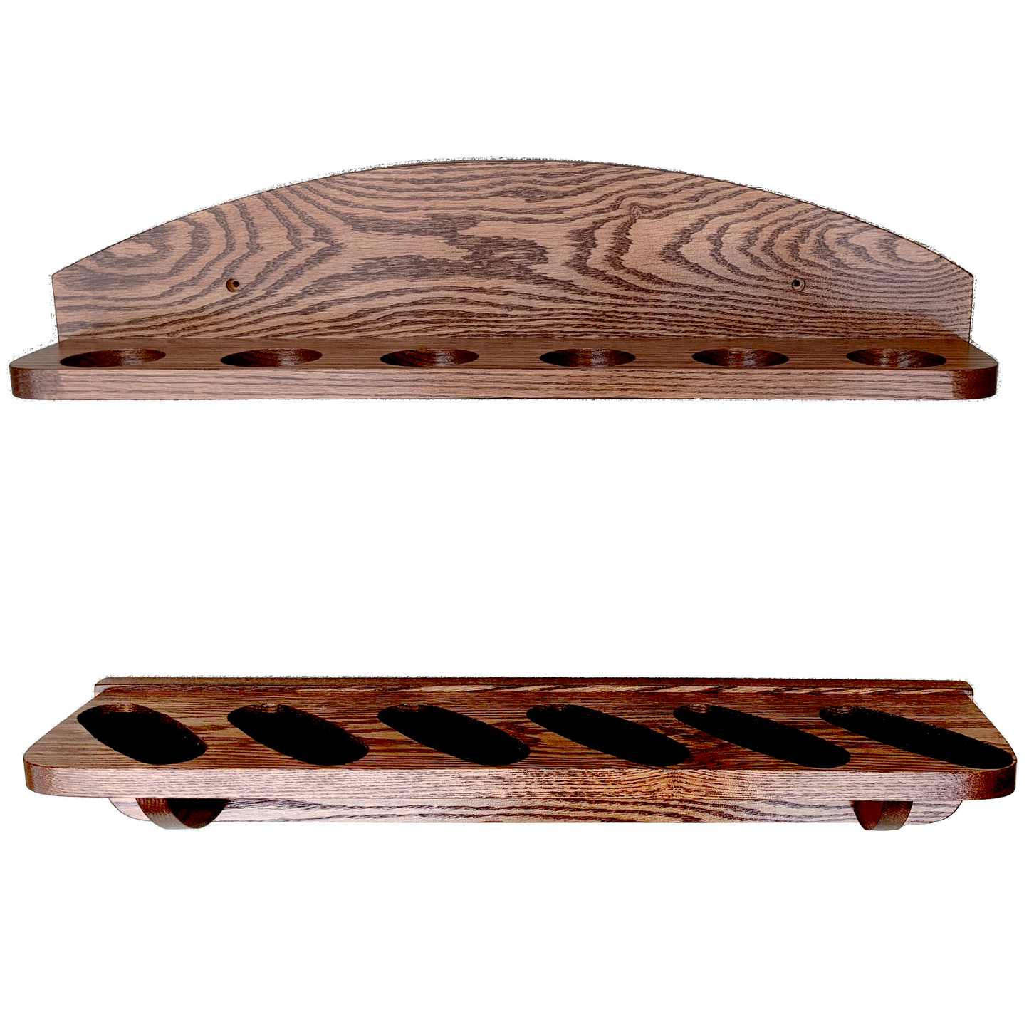 Solid Oak Wall-Mounted Gun Rack - Arched One-Direction Display