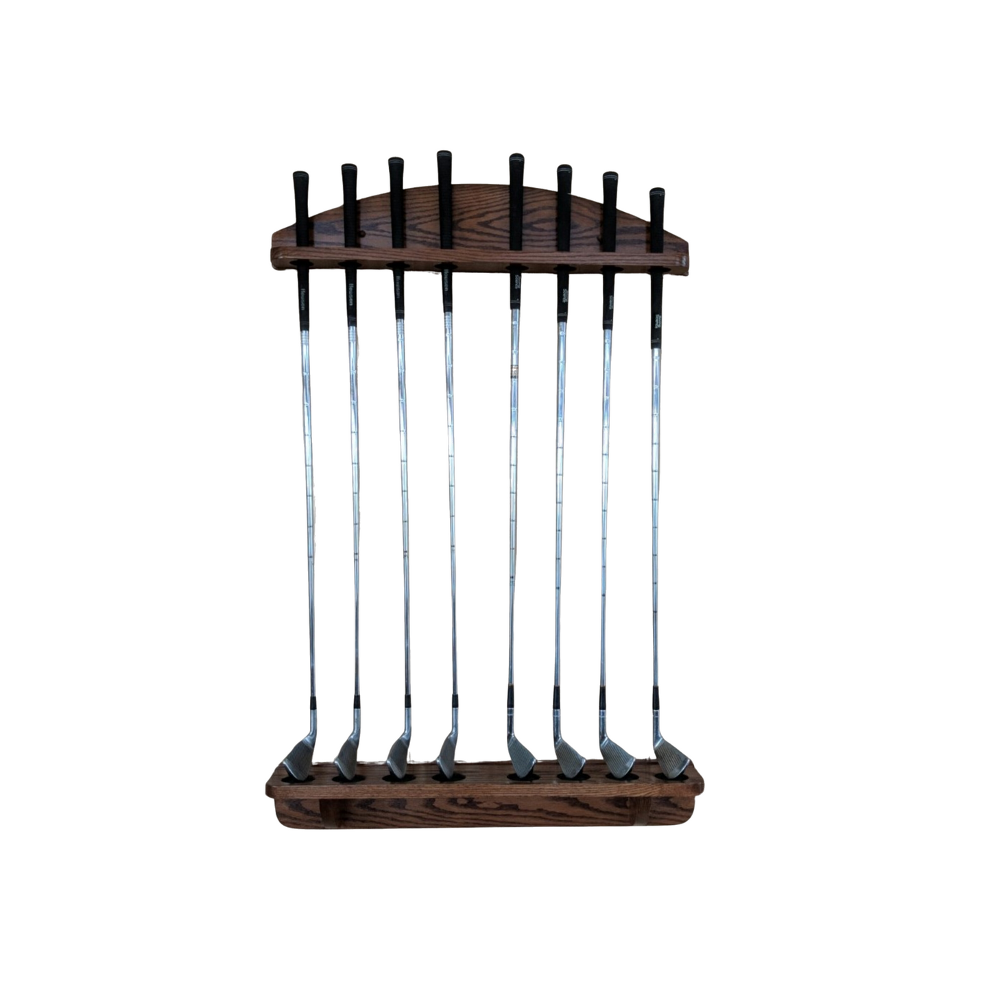 8-Club Solid Oak Wall-Mounted Golf Rack - Club Display