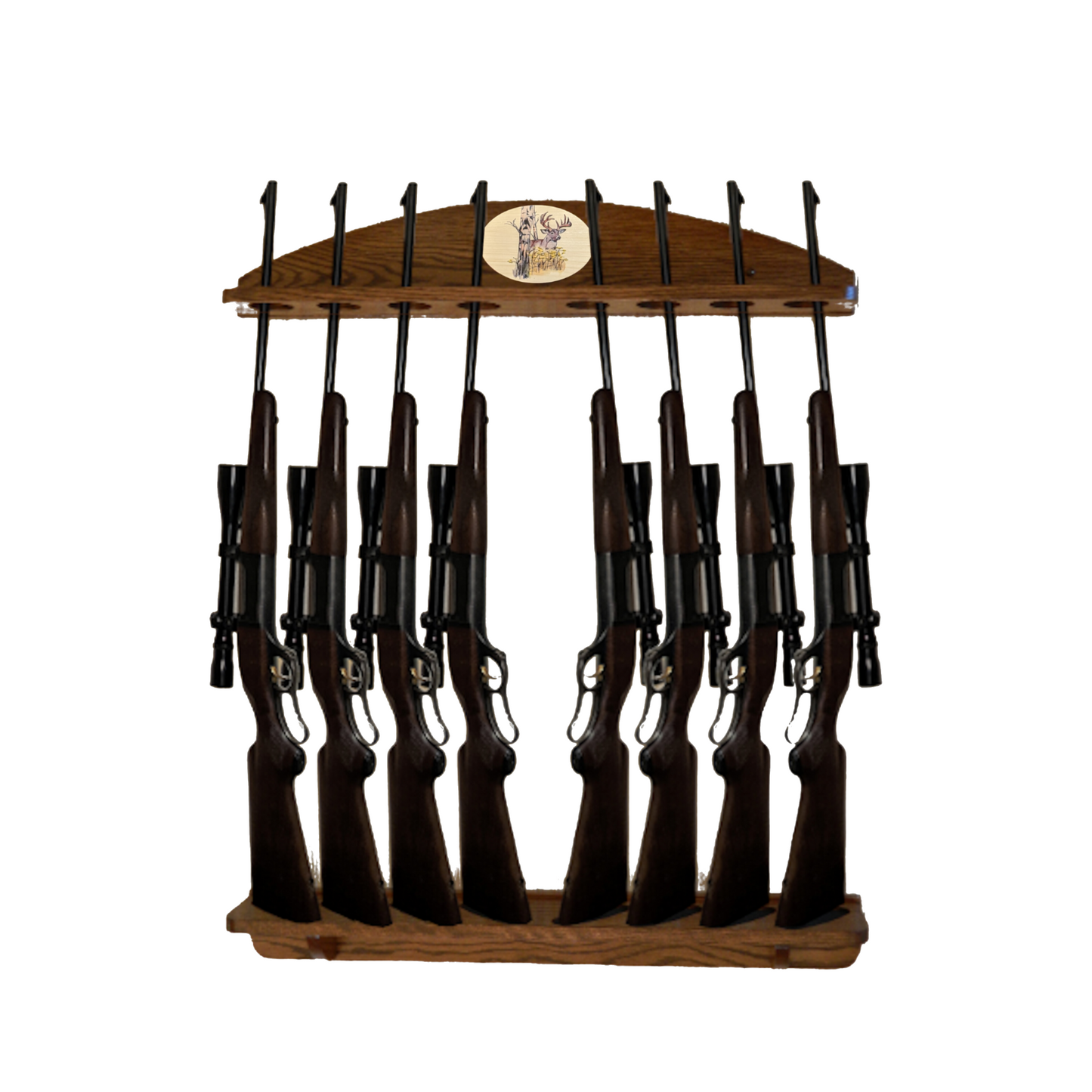 8-Gun Custom Solid Oak Wall-Mounted Gun Rack - Personalized Display