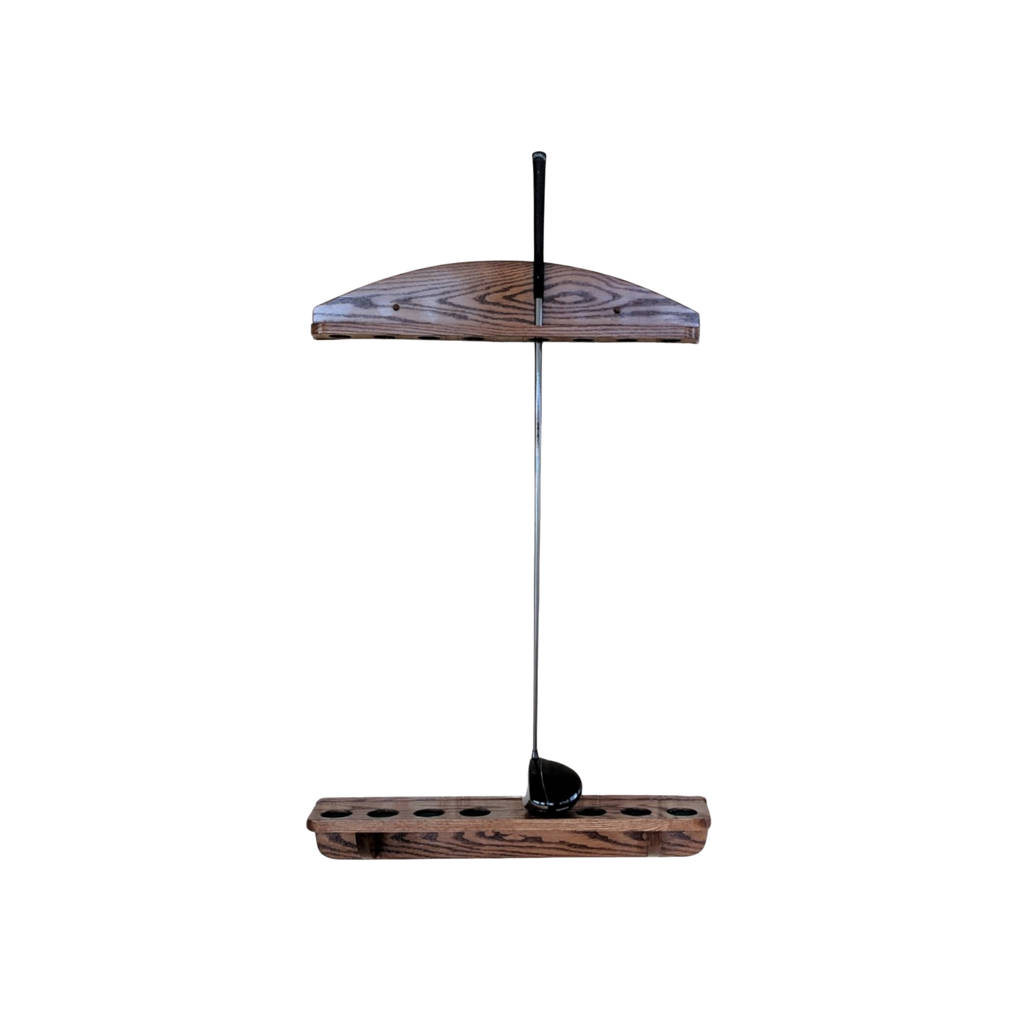 8-Club Solid Oak Wall-Mounted Golf Rack - Club Display