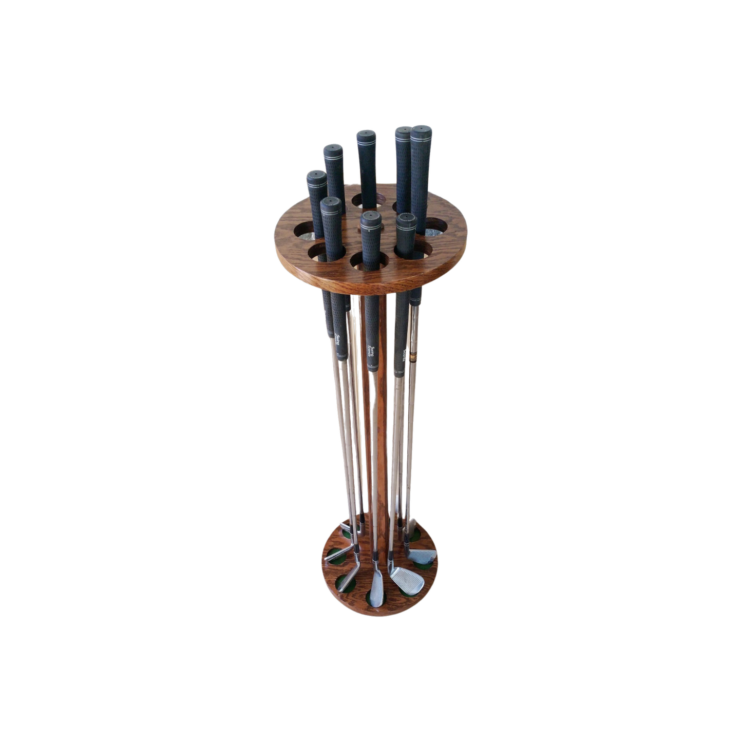 8-Club Oak Rotating Golf Floor Display Rack