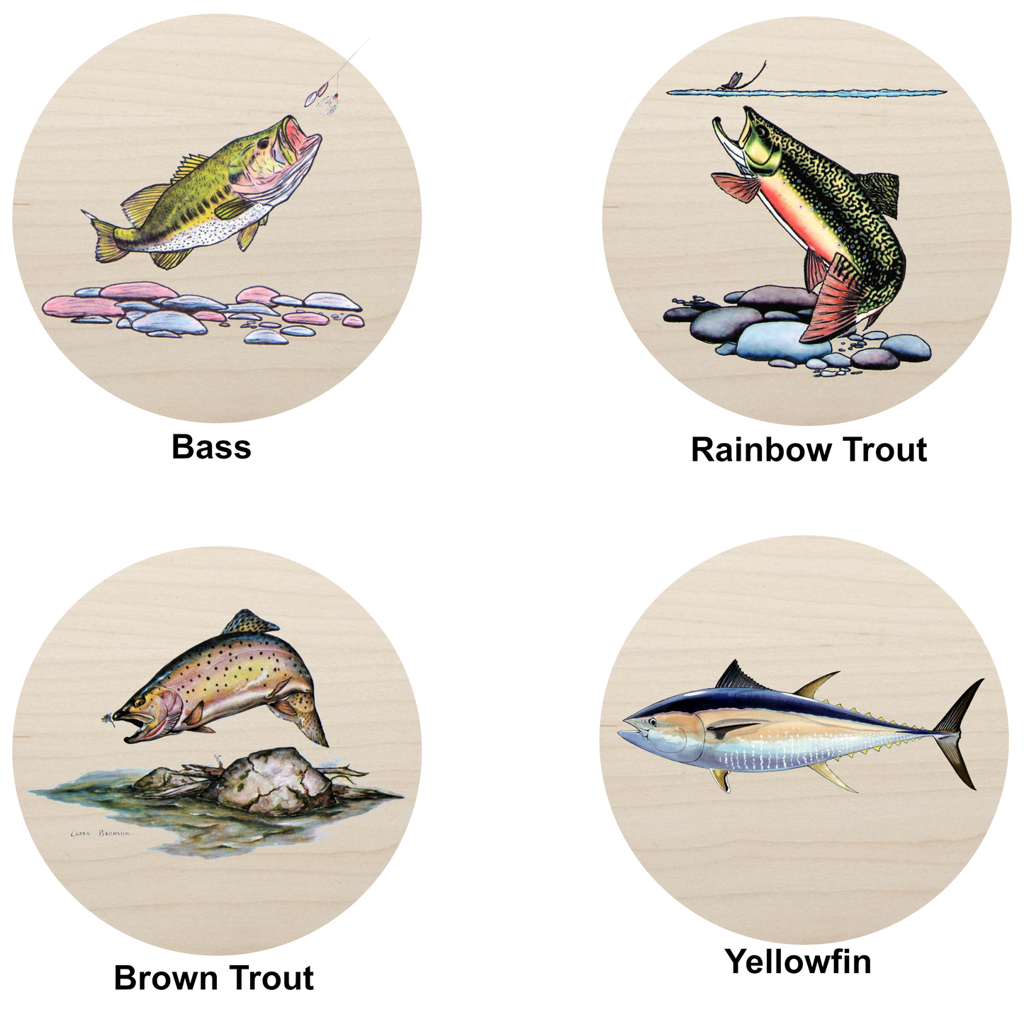 Personalized 8-Pole Oak Rotating Fishing Pole Display Rack
