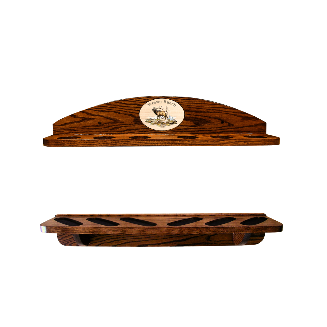 6-Gun Custom Solid Oak Wall-Mounted Gun Rack - Personalized Display