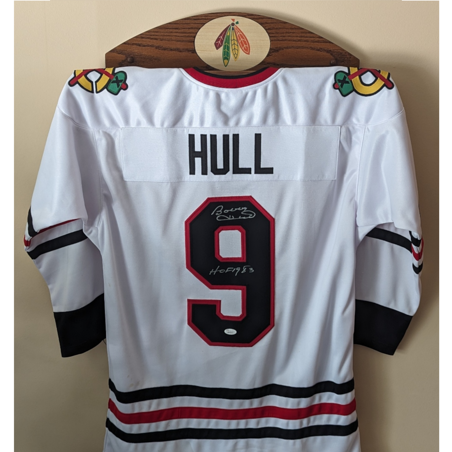 Personalized Jersey Display Holder: Solid Oak, Beautiful Grain, Wall-Mounted, Sports Memorabilia Hanger Rack