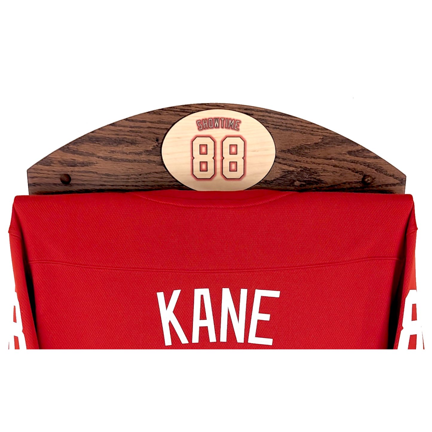 Custom Solid Oak Wall-Mounted Jersey Rack - Memorabilia Display