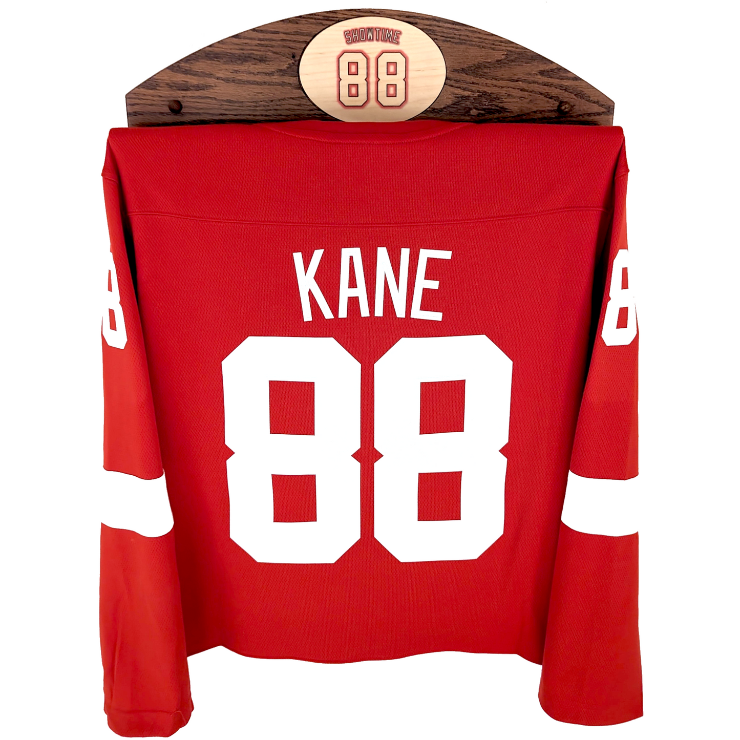 Custom Solid Oak Wall-Mounted Jersey Rack - Memorabilia Display