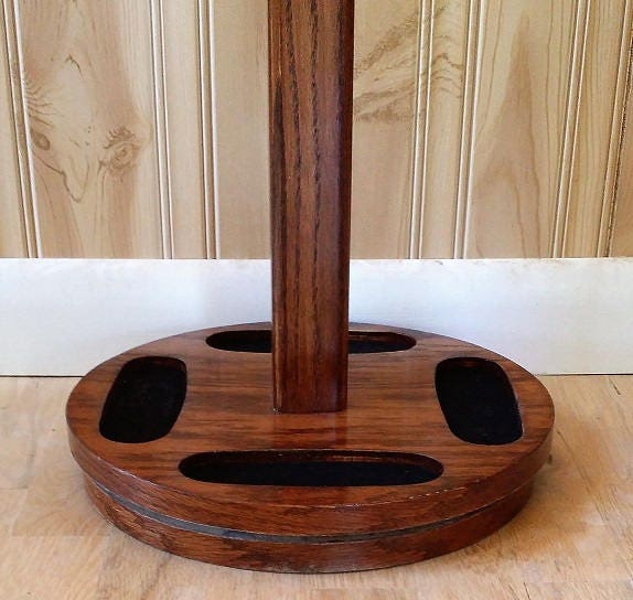 4-Gun Oak Wood Floor-Standing Rotating Gun Rack - Rifle Display