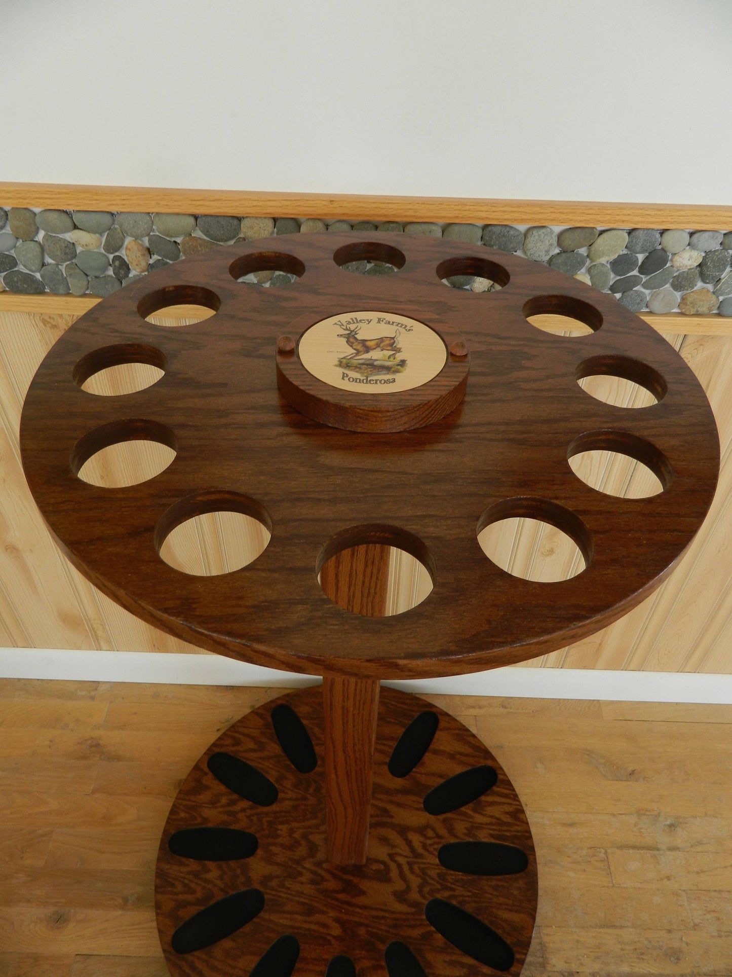Custom 12-Gun Oak Wood Floor-Standing Rotating Gun Rack - Rifle
