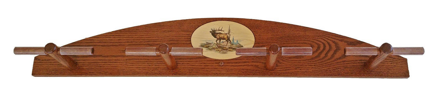 Personalized Compound Bow Recurve 8-place Solid Oak Wall Display Rack