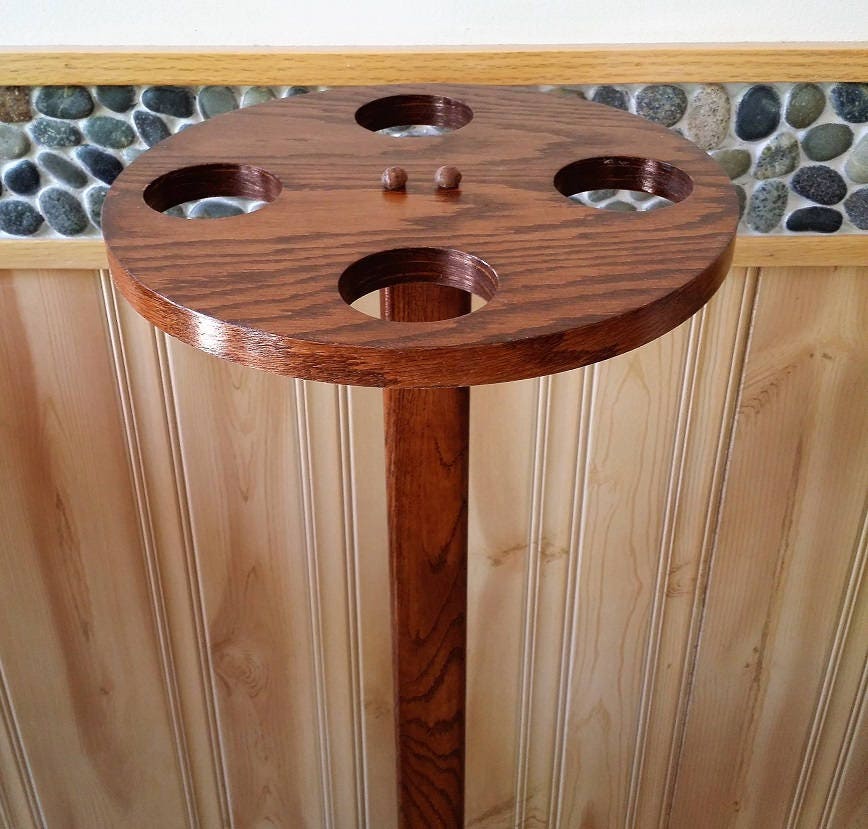 4-Gun Oak Wood Floor-Standing Rotating Gun Rack - Rifle Display