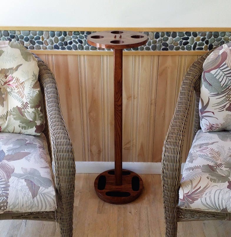 4-Gun Oak Wood Floor-Standing Rotating Gun Rack - Rifle Display