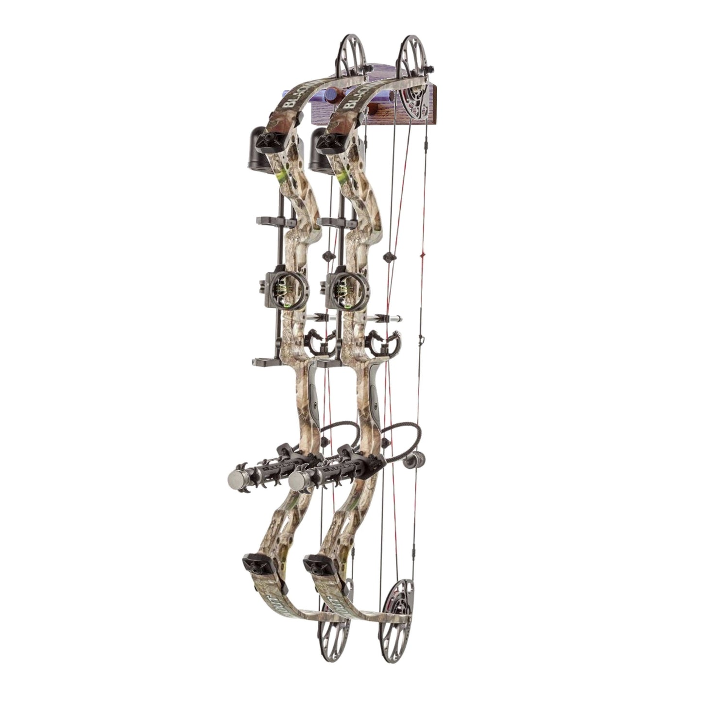 2-Place Solid Oak Wall-Mounted Bow Rack - Compound Recurve