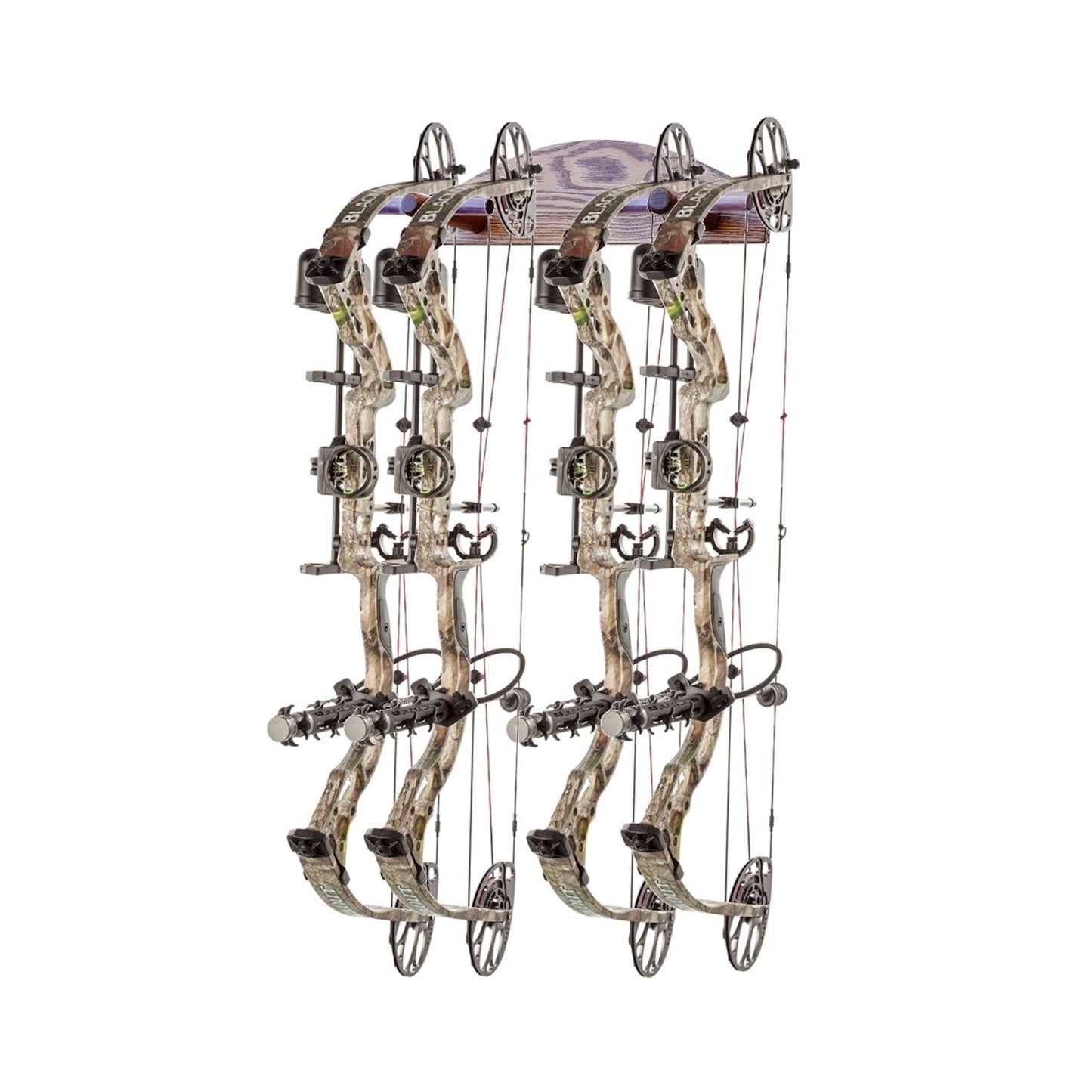 4-Place Solid Oak Wall-Mounted Bow Rack - Compound Recurve