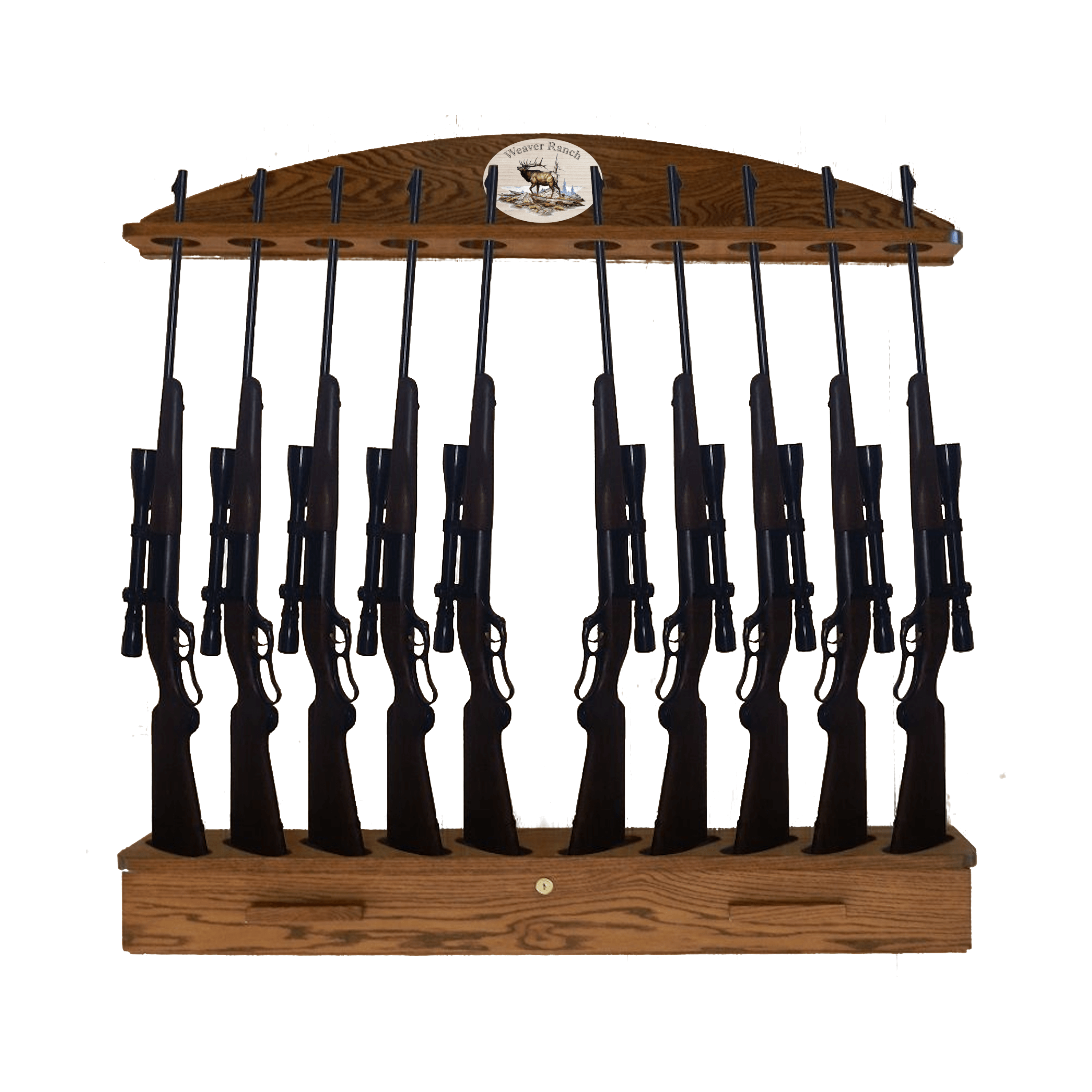 Personalized Solid Oak Gun Rack with Locking Ammo Cabinet – Weaver Wood ...