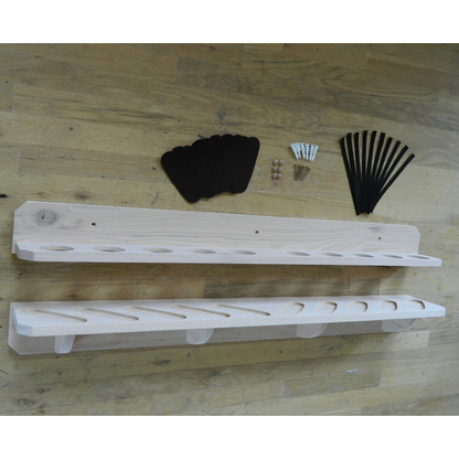 10-Gun Solid Oak Wall Display Unfinished Gun Rack