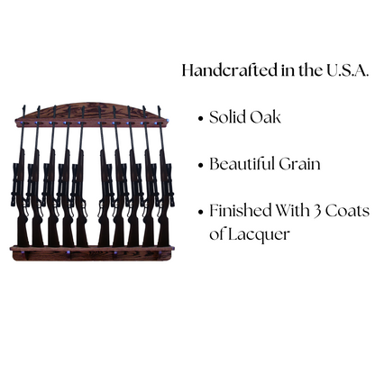 10-Gun Solid Oak Wall Rack - Split Direction
