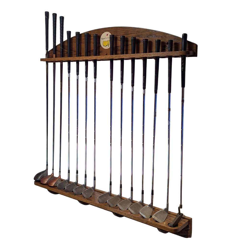 14-Club Personalized Golf Rack — Wall-Mounted