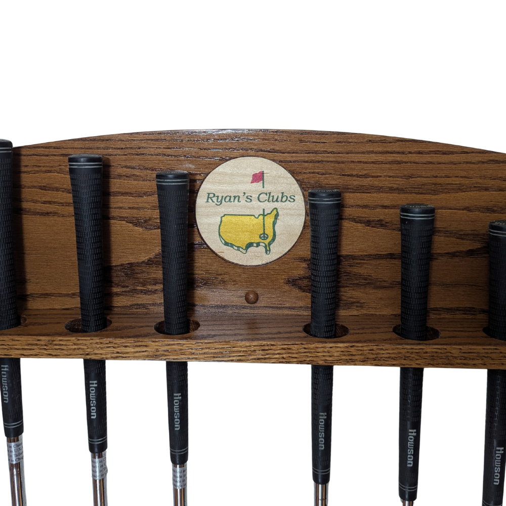 14-Club Personalized Golf Rack — Wall-Mounted