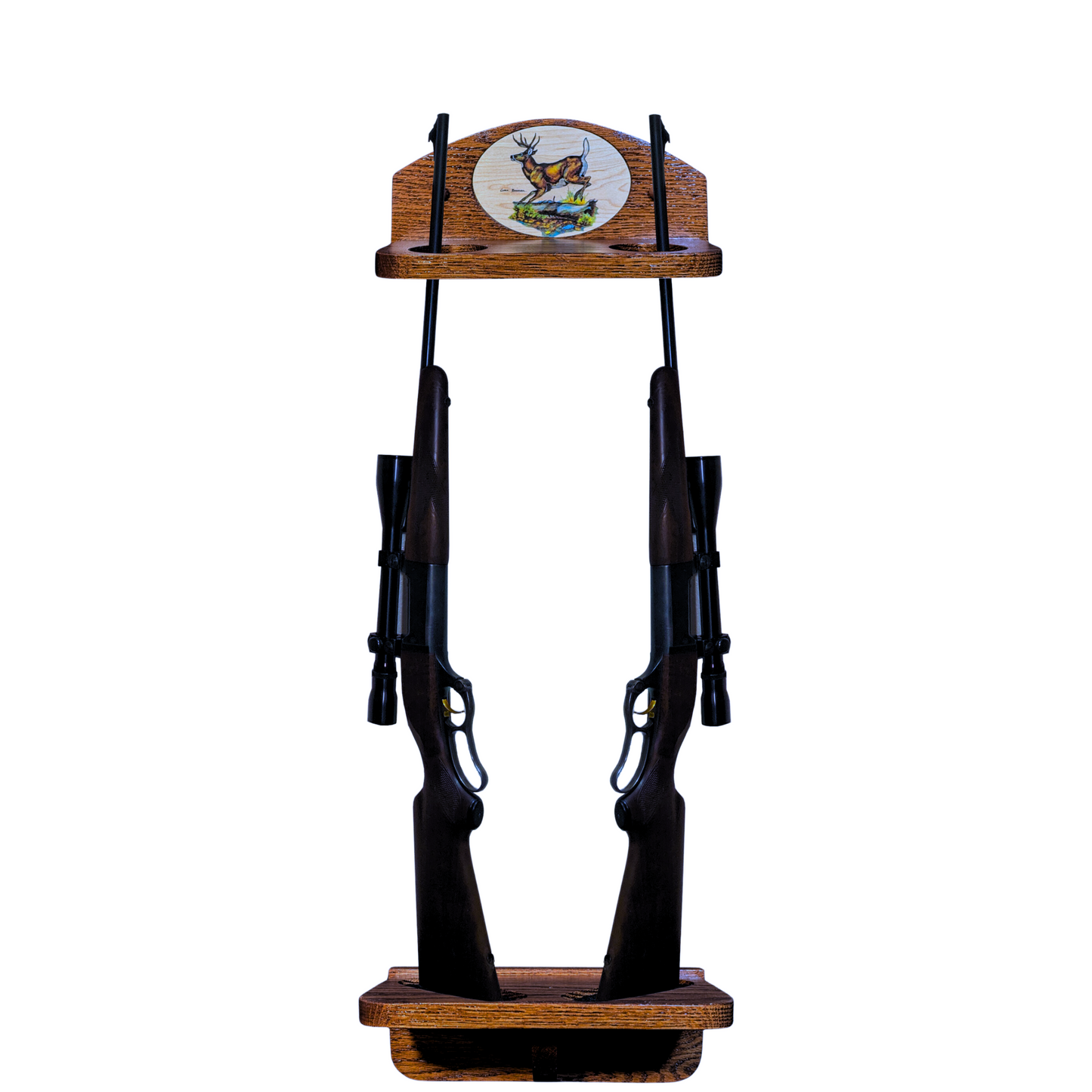 Custom Solid Oak 2-Gun Wall-Mounted Rack - Personalized Vertical Display