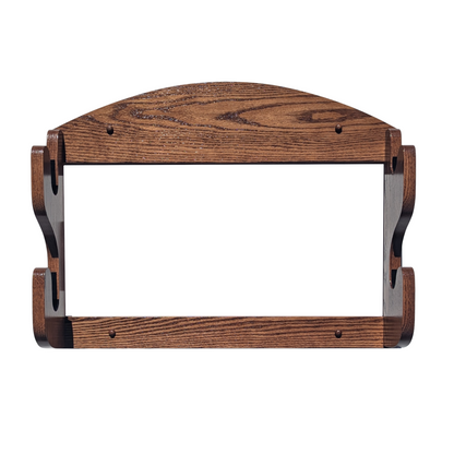 2-Gun Solid Oak Gun Rack, Stained with English Chestnut color, shown head on