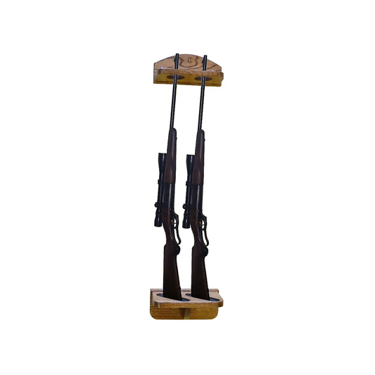 2-Gun Solid Oak Wall Display Gun Rack For Rifles and Shotguns