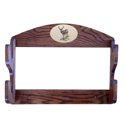 2-Gun Personalized Wall Mount Solid Oak Gun Rack - Horizontal Rifle and Shotgun Display