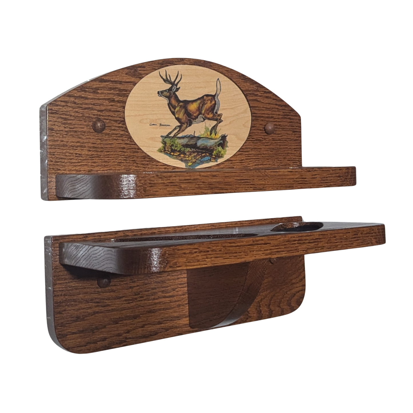 Custom Solid Oak 2-Gun Wall-Mounted Rack - Personalized Vertical Display