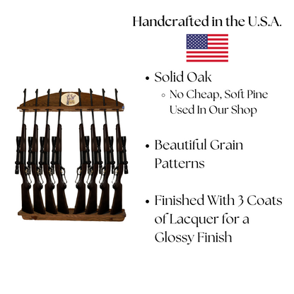 8-Gun Custom Solid Oak Wall-Mounted Gun Rack - Personalized Display