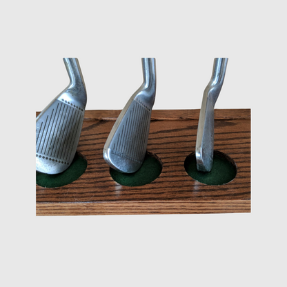 14-Club Solid Oak Wood Wall Mount Golf Rack Club Display