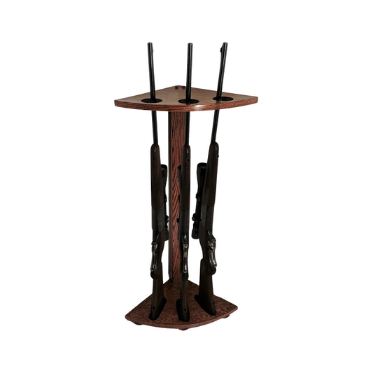 Corner Gun Racks - Space-Saving Oak Rifle Display | Weaver Wood Designs