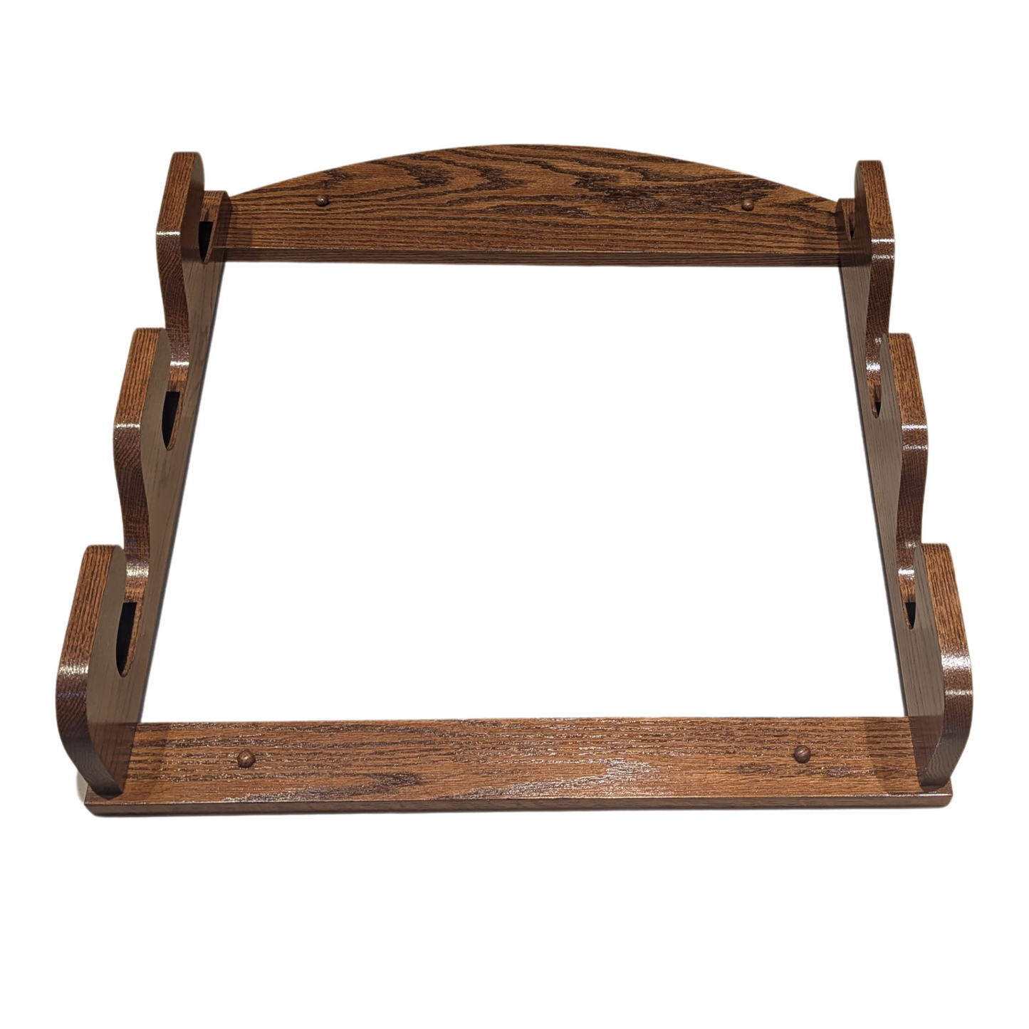 3-Gun Wall Mount Solid Oak Gun Rack - Horizontal Rifle and Shotgun Display
