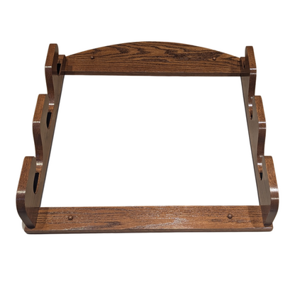 3-Gun Wall Mount Solid Oak Gun Rack - Horizontal Rifle and Shotgun Display