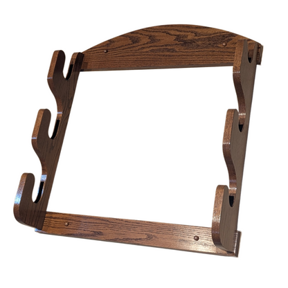 3-Gun Wall Mount Solid Oak Gun Rack - Horizontal Rifle and Shotgun Display