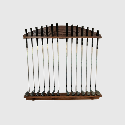 14-Club Solid Oak Wood Wall Mount Golf Rack Club Display