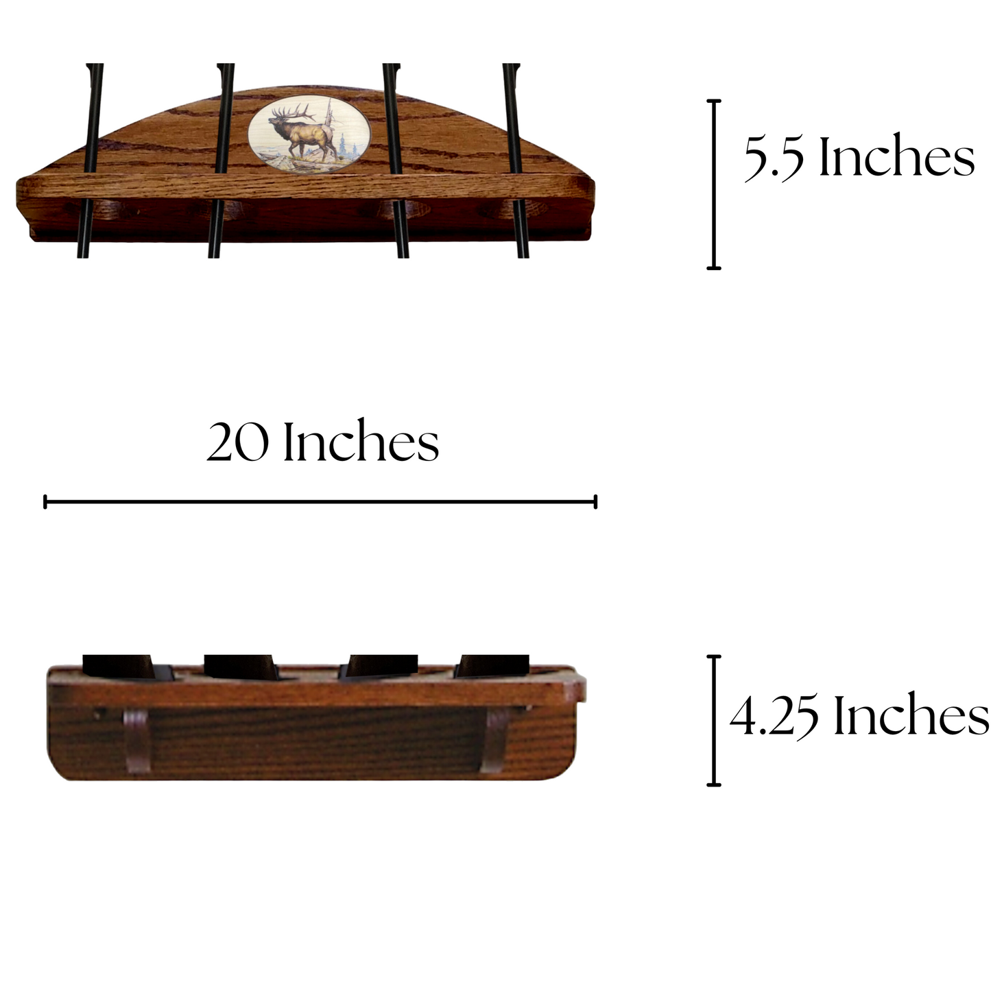 4-Gun Custom Solid Oak Wall-Mounted Gun Rack - Personalized Display
