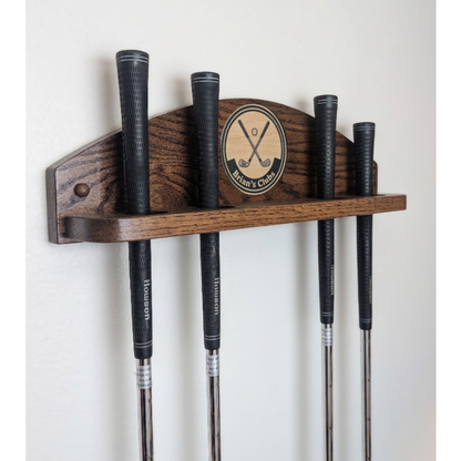 4-Club Personalized Golf Rack — Wall-Mounted