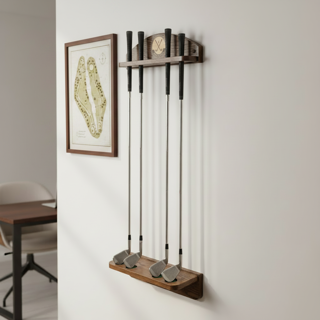 4-Club Personalized Golf Rack — Wall-Mounted