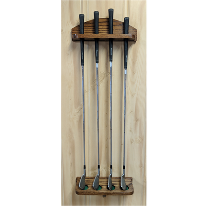 4-Club Solid Oak Golf Wall Display Rack