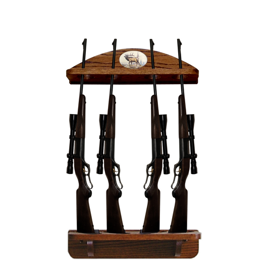 4-Gun Custom Solid Oak Wall-Mounted Gun Rack - Personalized Display