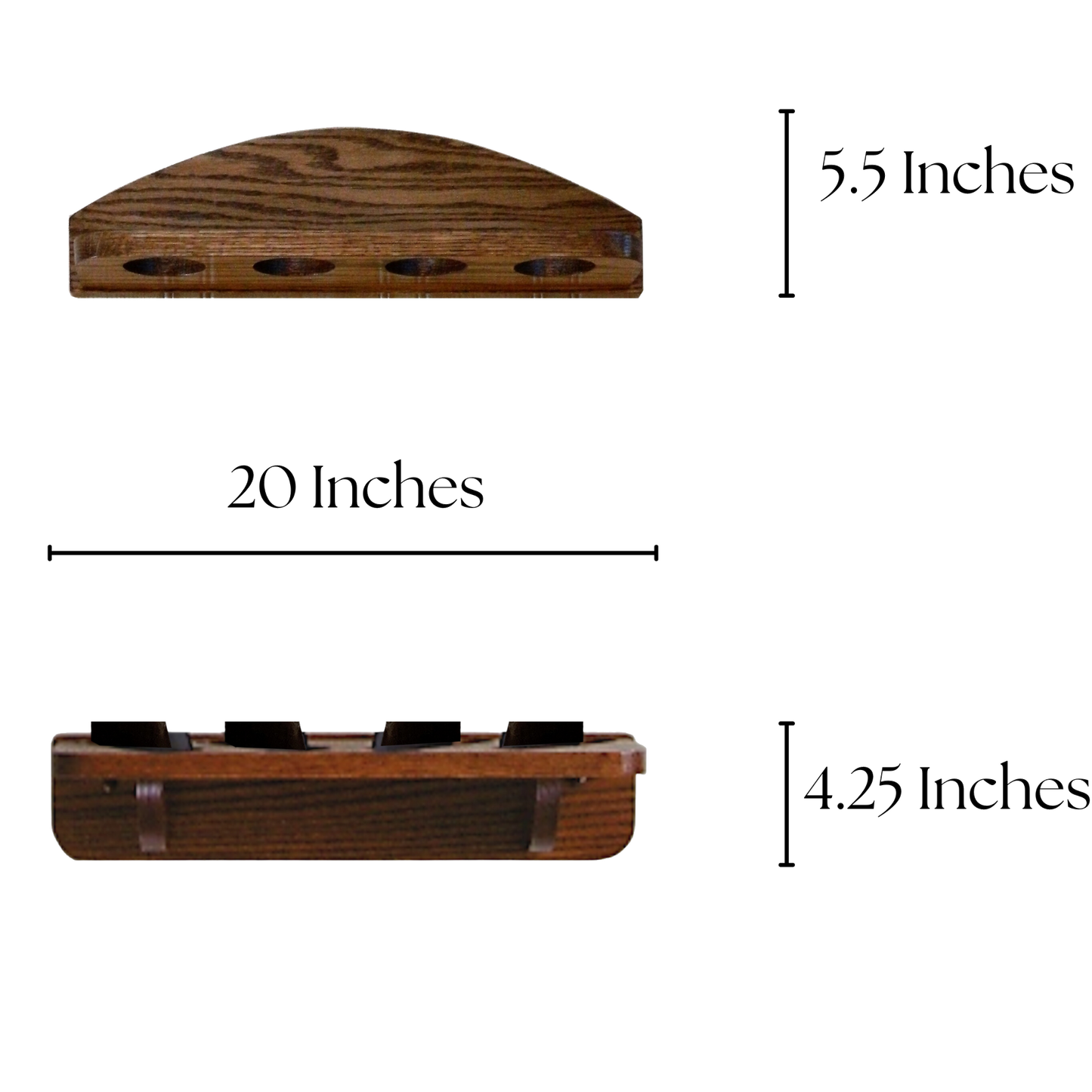 4-Gun Solid Oak Wall Rack - Split Direction