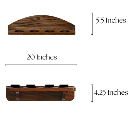 4-Gun Solid Oak Wall Rack - Split Direction