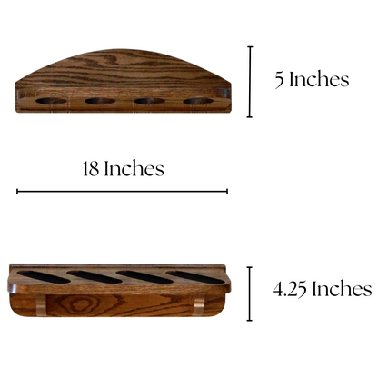 4-Gun Solid Oak Wall Rack - Vertical Display - Single Direction