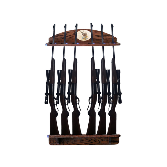 6-Gun Custom Solid Oak Wall-Mounted Gun Rack - Personalized Display