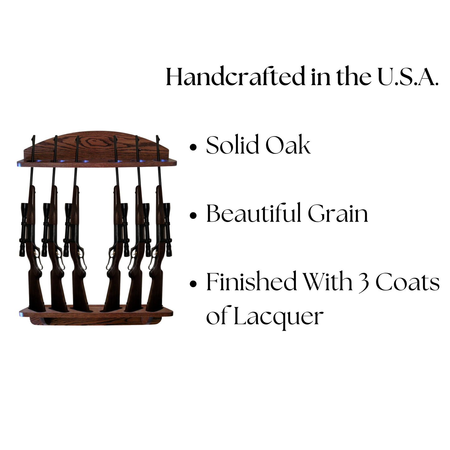 6-Gun Solid Oak Wall Rack - Split Direction