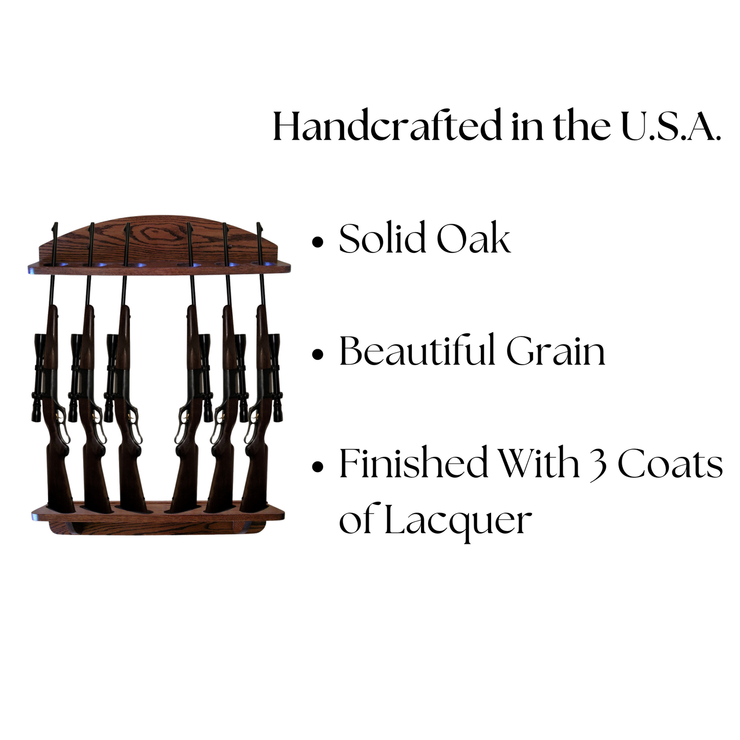 6-Gun Solid Oak Vertical Wall Display Wood Gun Rack