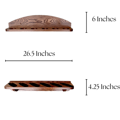 6-Gun Solid Oak Wall Rack - Vertical Display - Single Direction