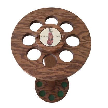 Personalized 8-Club Rotating Golf Rack – Premium Oak